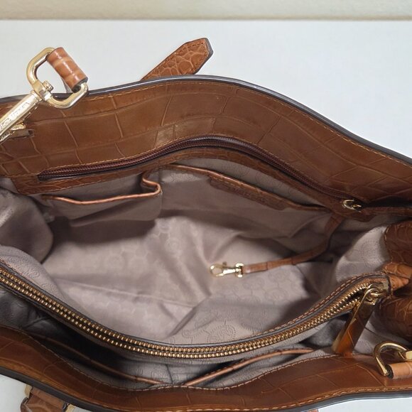 Michael Kors Fall Color Croc Embossed Dillon Satchel Tote Over the Shoulder - Picture 3 of 16